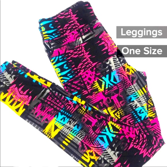 LULAROE 90s 🌈 NEON GEOMETRIC LEGGINGS - Picture 1 of 2